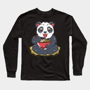 Panda eating Ramen Long Sleeve T-Shirt